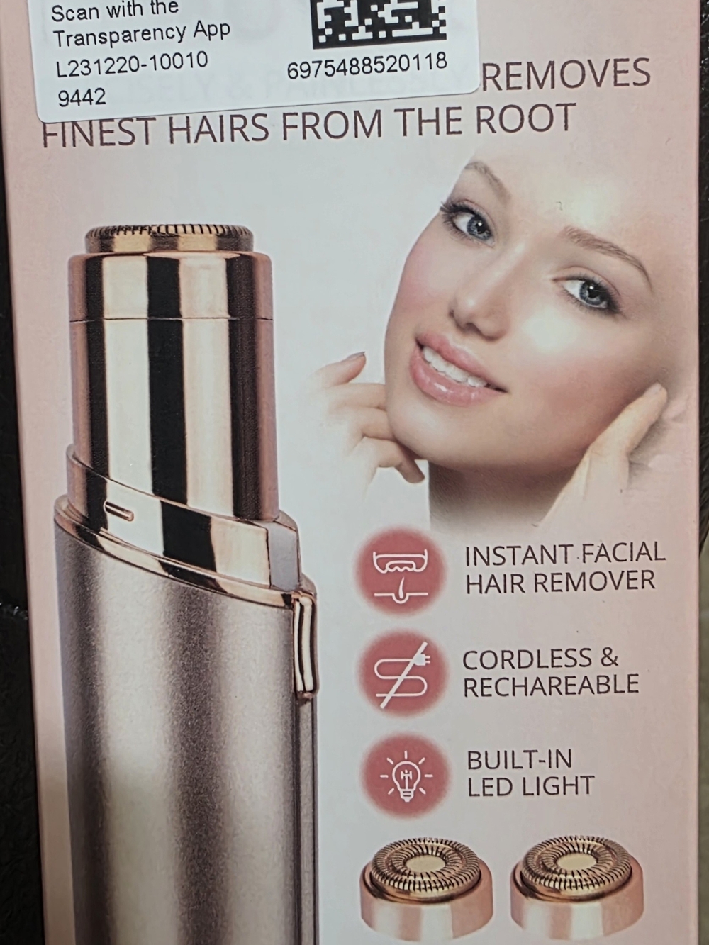 Cordless Rechargeable Instant Facial Hair Remover - Rose Gold
